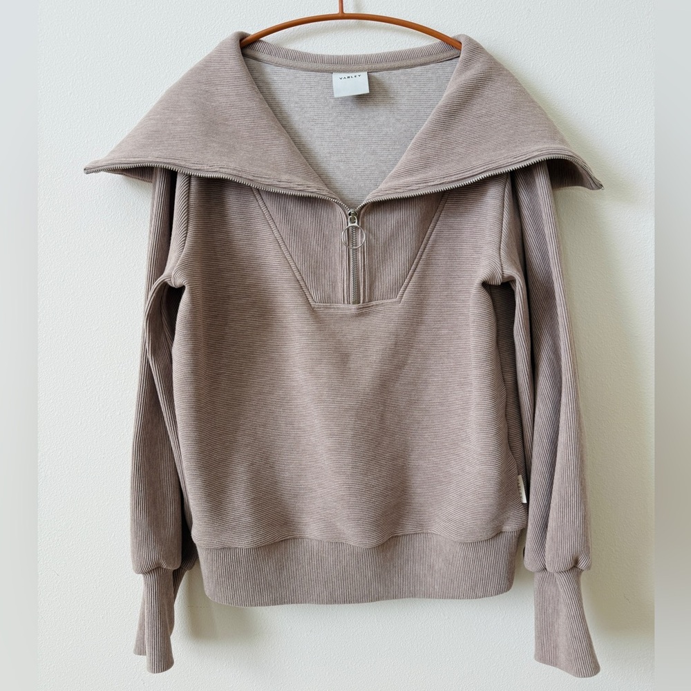 Varley Taupe Half-Zip Pullover, XS